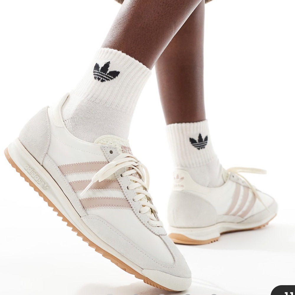 Adidas Women's Cream and White Sneakers